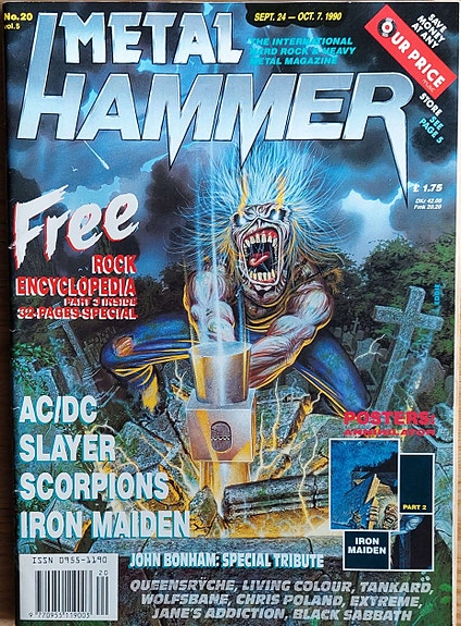 METAL HAMMER No 20 1990 + kaikki julisteet + rock encyclopedia