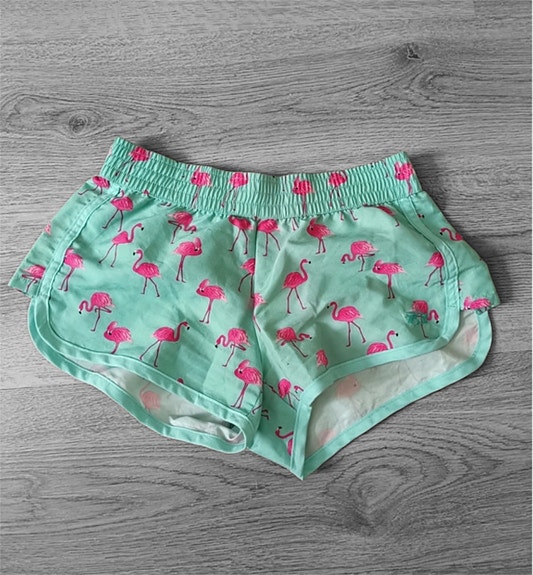 Turkoosit flamingoshortsit XXS