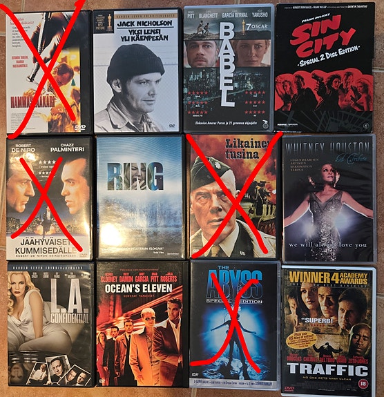 DVD elokuvia - draama, komedia, jännitys ja kauhu