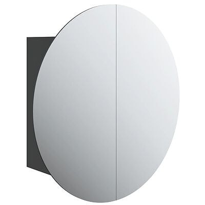vidaXL Kylpyhuoneen kaappi/pyöreä peili LED-valot musta 47x47x17,5 cm(sku345584