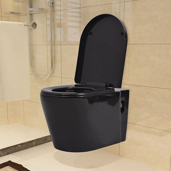 vidaXL Seinään kiinnitettävä WC piilotettu säiliö keraaminen musta(sku3054477