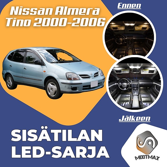 Nissan Almera Tino Sisätilan LED -muutossarja – 9 kpl – Plug & Play