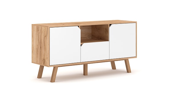 TOKIO 140 cm tv-taso, puu/valkoinen
