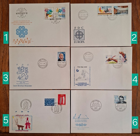 FDC 1983: mm. Europa;Presidentti Relander;Yleisurheilun MM-kisat;Joulu