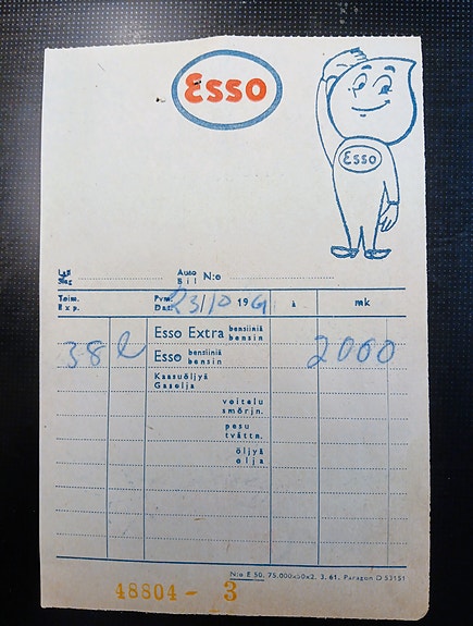 ESSO kuitti 23.10.1961