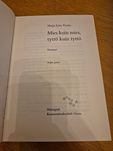 Marja-Liisa Vartio : Mies kuin mies, tyttö kuin tyttö 1959