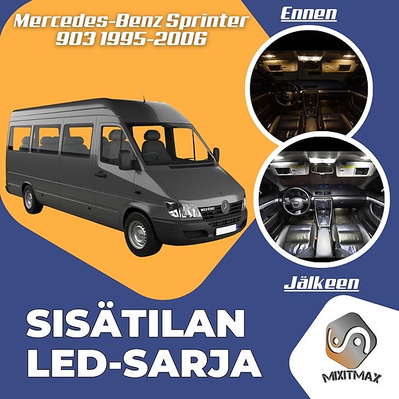 Mercedes-Benz Sprinter 903 Sisätilan LED -muutossarja – 9 kpl – Plug & Play