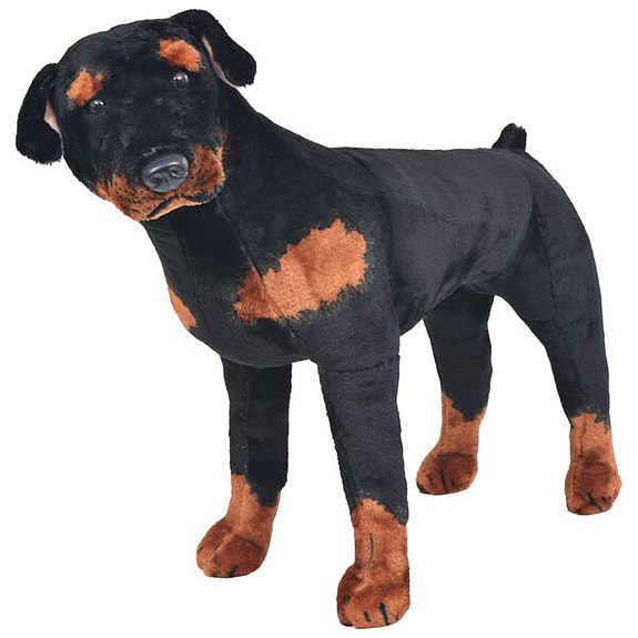 vidaXL Seisova pehmolelu rottweiler musta ja valkoinen XXL(sku91330