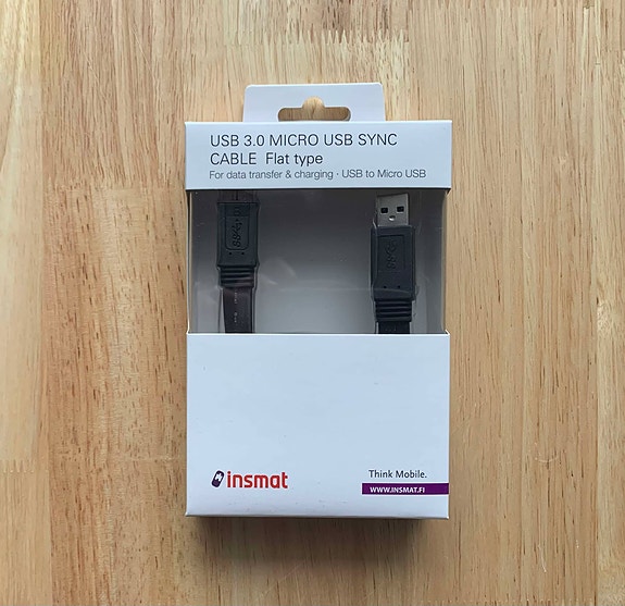 USB 3.0 > USB Micro-B litteä kaapeli