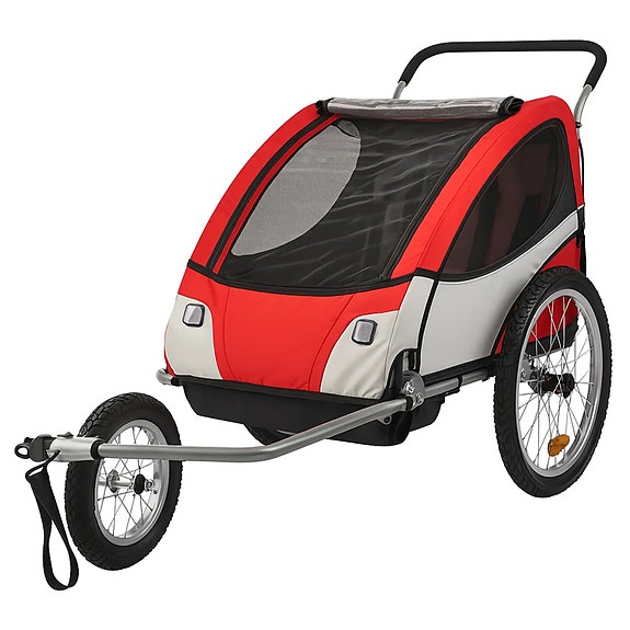 Pohjola Motors Polkupyörän peräkärry 2-in-1 PACE Punainen, 2 lapselle