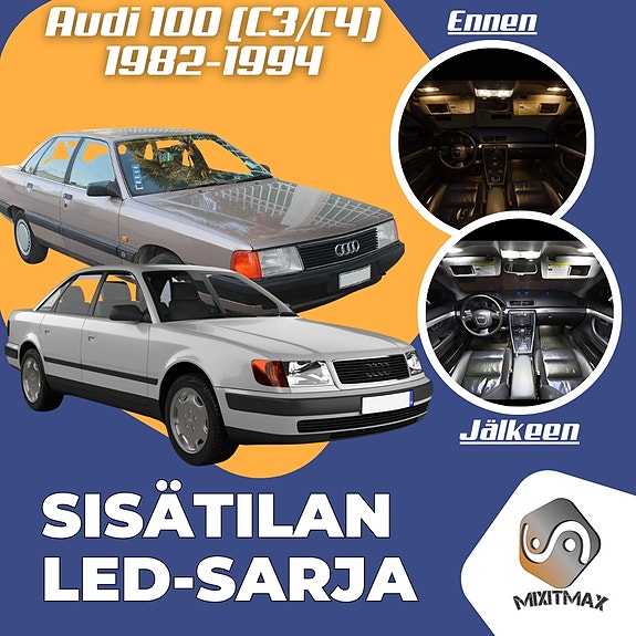Audi 100 (C3/C4) Sisätilan LED -muutossarja – 12 kpl – Plug & Play