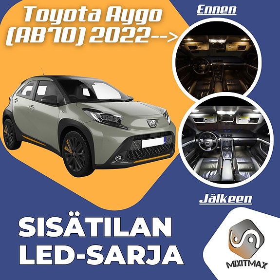 Toyota Aygo X (AB70) Sisätilan LED -muutossarja – 4 kpl – Plug & Play