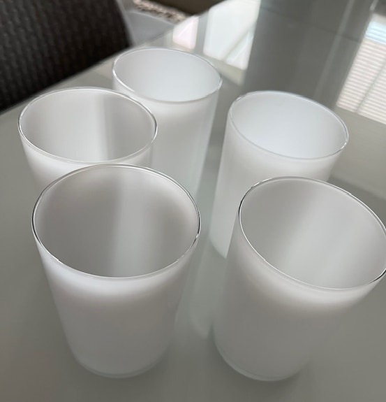 Iittala i-114 lasi, Timo Sarpaneva, upeat valkoiset Opaalilasit