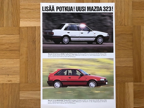 Esite Mazda 323 noin vuodelta 1986