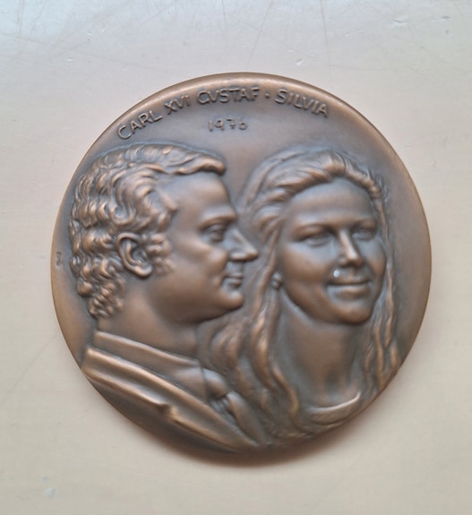 Kaarle Kustaa ja Silvia häät pronssimitali