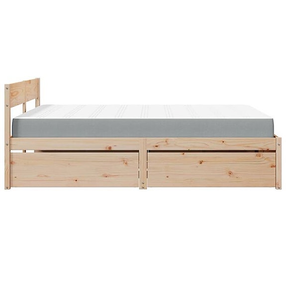 vidaXL Sänky laatikoilla ja patjalla 160x200 cm täysi mänty(sku3281892