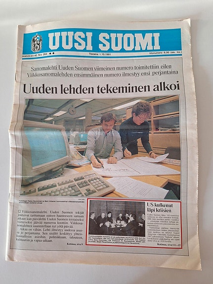 Uusi Suomi -lehden "välinumero" 1.10.1991