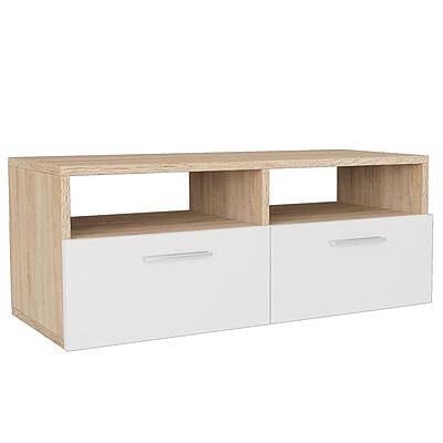 vidaXL TV-taso tammi ja valkoinen 95x35x36 cm tekninen puu(sku244869