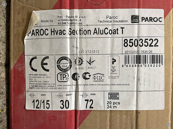 Putkieriste Paroc Section Alucoat Ø12/15 -30