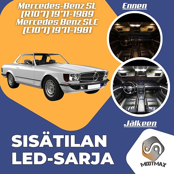 Mercedes-Benz SL / SLC (W107) Sisätilan LED -muutossarja – 8 kpl – Plug & Play