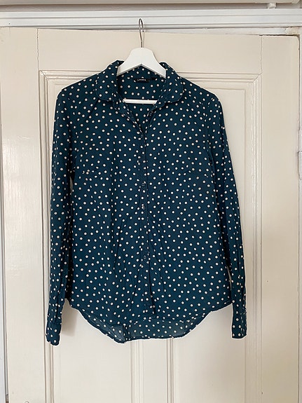 Lindex vihreä pilkullinen kauluspaita 38