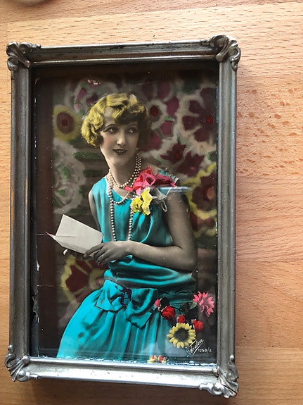 Vanha kortti v.1930,  vanhassa kehyksessä