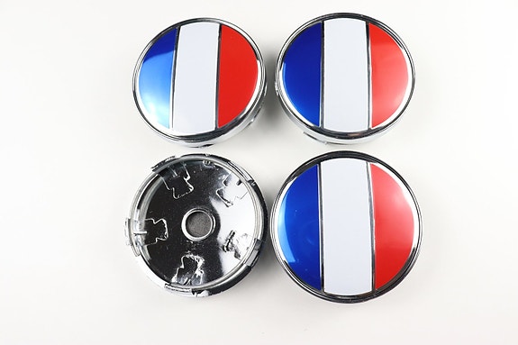 Muut vannekeskiöt – Ranskan lippu, Kromi-valko-punainen-sininen – 60mm (4kpl sar