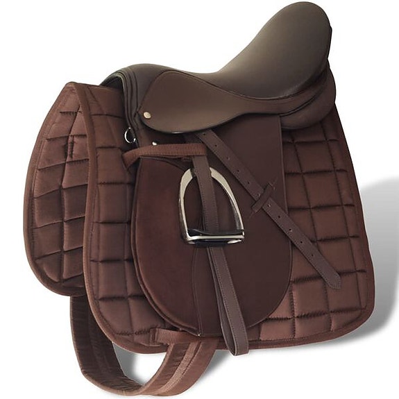 Ratsastussatula 16" Aitoa Nahkaa Ruskea14 cm 5-in-1(sku90646
