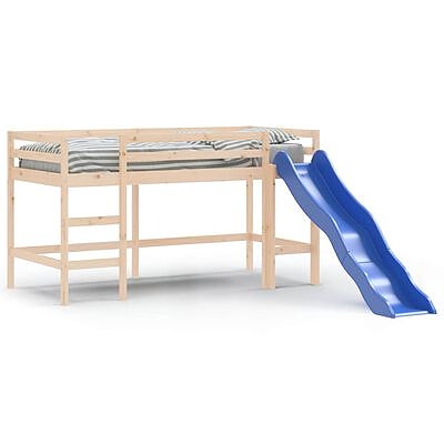vidaXL Lasten parvisänky liukumäellä 80x200 cm täysi mänty(sku835904