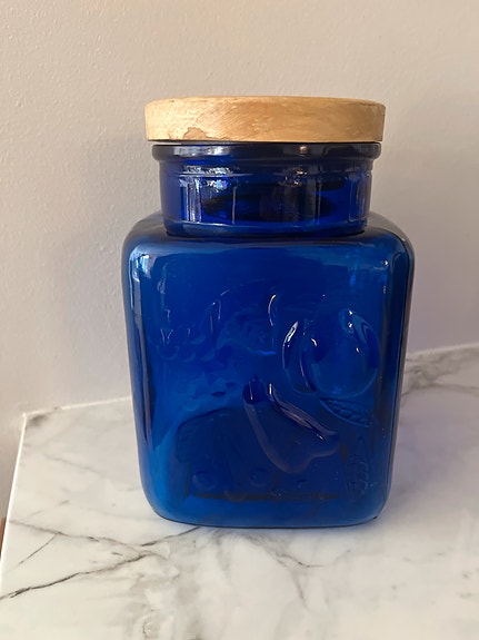 Vintage koboltin sininen lasikulho