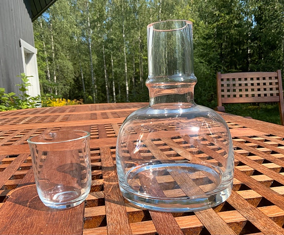 Herttua karahvi / viinikarahvi, Nuutajärvi + harvinainen Luna lasi 1 dl, yht 26€