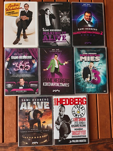 🎭 8 kpl DVD Komedia paketti - Sami Hedberg ja Andre Wikström