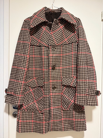 Vintage ruudullinen villakangastakki koko L