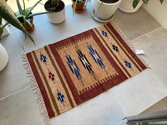 Käsinkudottu chenille-dhurrie-matto (60 x 90 cm)