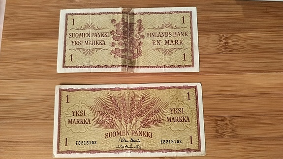 Vanhaa viehätystä - Suomen Yksi Markka setelit