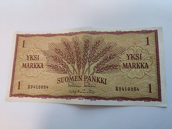 1 markka, seteli vuodelta 1963, yht. 4 kpl