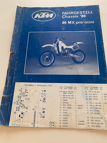 KTM MX 80 vm. 1986 osaluettelo