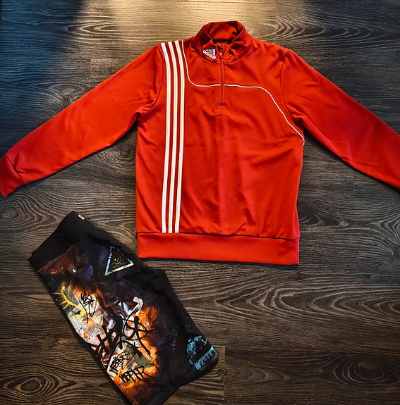 Adidas treenipaita, 164 ja uimashortsit, koko 12 v.