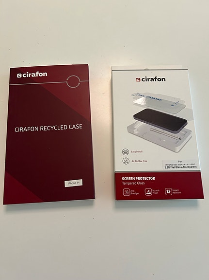 Cirafon recycled case ja screen protector iPhone 14