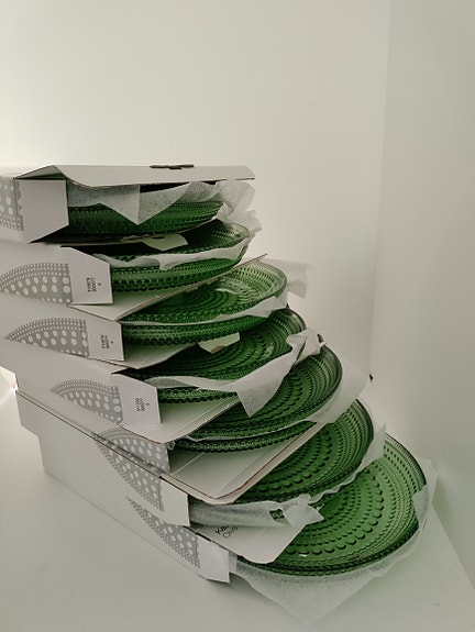 6 kpl Iittala Kastehelmi omenanvihreä lautanen
