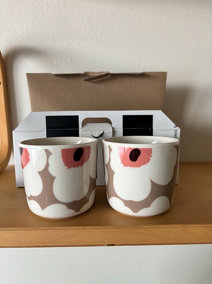 UUSI Harvinainen Marimekko Oiva Unikko kahvikupit 2kpl