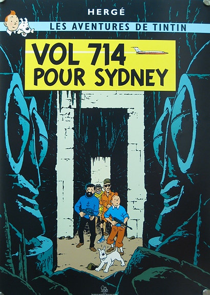 Juliste, yms. 136 – Herge – Tintti, Tintin Vol 714 Pour Sydney