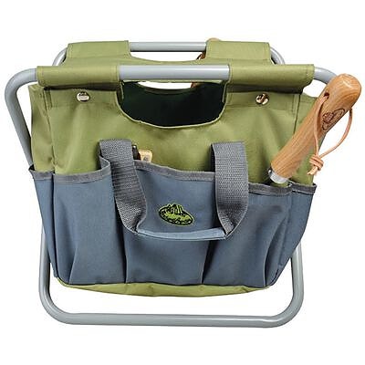 Esschert Design Puutarhurin työkalulaukku ja jakkara harmaa GT85(sku404635