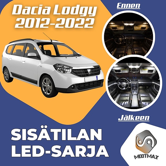 Dacia Lodgy Sisätilan LED -muutossarja – 7 kpl – Plug & Play