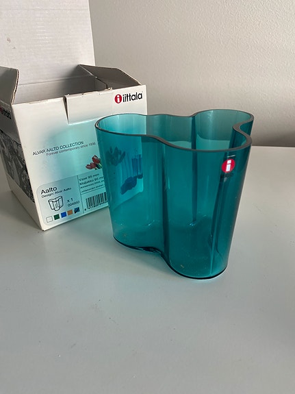 Iittala Aalto maljakko 95 mm juhlavuoden 2006 petroolin sininen