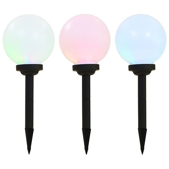 vidaXL LED-aurinkokennovalaisin 3 kpl väriä vaihtava pyöreä 20 cm RGB(sku44458