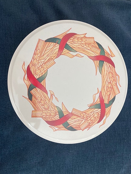Arabia Santa Arctica vintage pyöreä metallinen säilytysrasia
