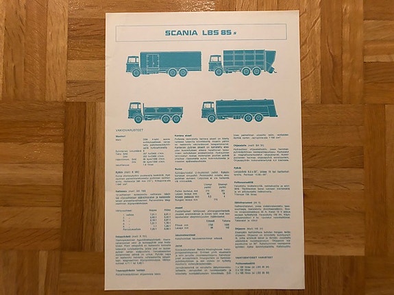 Esite Scania LBS 85 Super vuodelta 1973 - tekninen erittely