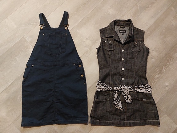 Vintage denim -mekot 36 ja XS