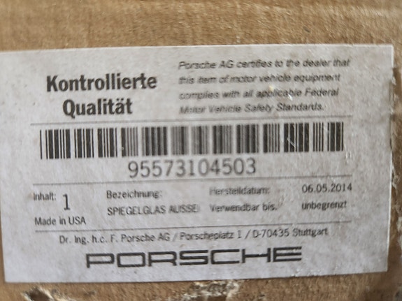 Original Porsche sivupeilin lasi